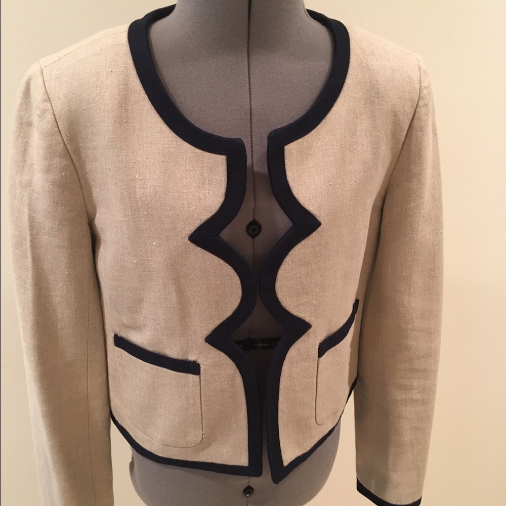 J. Crew Cream and Black Blazer